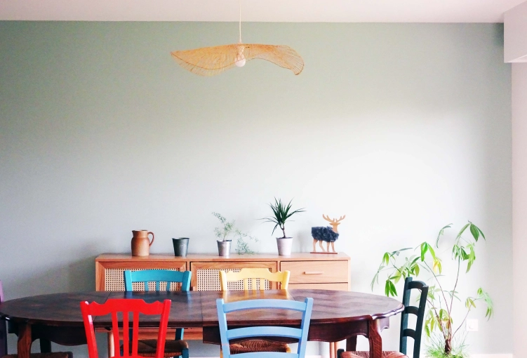 Bohemian, Scandinavian, Vintage, Chic, Nature, Dining room, Full Project, 3D ambiance, Plan