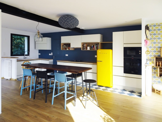 Bohemian, Vintage, Kitchen, Chic, 3D ambiance, Plan