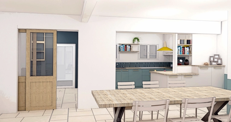 Contemporary, Chic, Nature, Dining room, Full Project, Creation of exclusive furniture, 3D ambiance, Plan