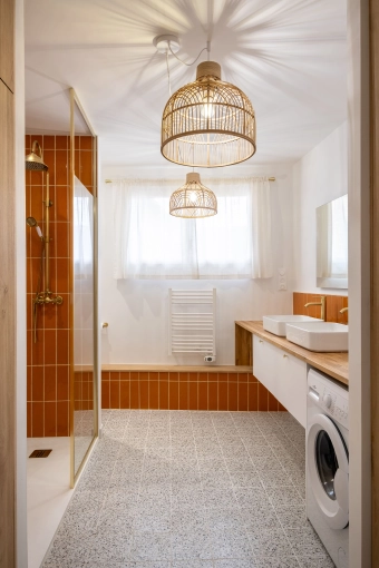 Bohemian, Contemporary, Bathroom, Chic, Nature, Full Project, Creation of exclusive furniture, Shopping list, 3D ambiance, Plan