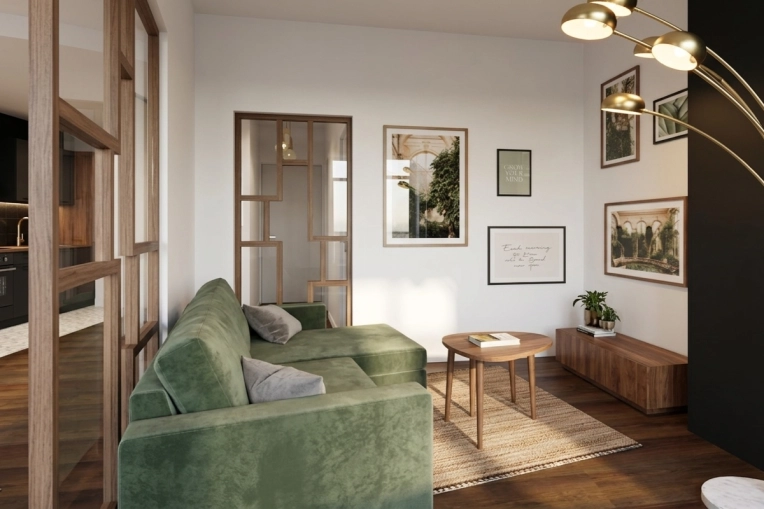 Contemporary, Japanese, Nature, Living room, Full Project, Home Staging, Shopping list, 3D ambiance, Plan