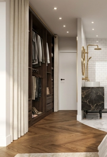 Contemporary, Chic, Dressing, Shopping list, 3D ambiance, Plan