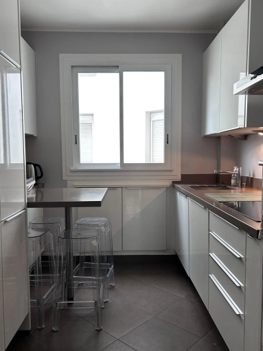 Minimalist, Contemporary, Kitchen, Chic, Full Project, Shopping list, 3D ambiance, Plan