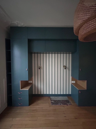 Bohemian, Contemporary, Chic, Dressing, Full Project, Creation of exclusive furniture, Shopping list, 3D ambiance, Plan