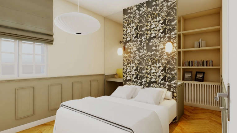 Bohemian, Contemporary, Room, Chic, Creation of exclusive furniture, Shopping list, 3D ambiance, Plan