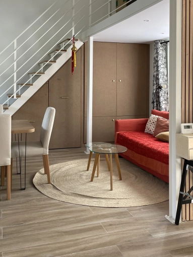 Rustic, Minimalist, Living room, Consultation Visit, Full Project, 3D ambiance, Plan