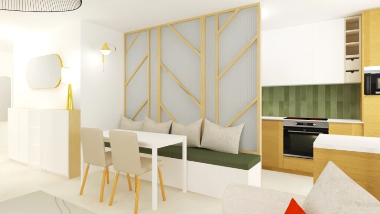 Feng Shui, Dining room, Full Project, Creation of exclusive furniture, 3D ambiance, Plan