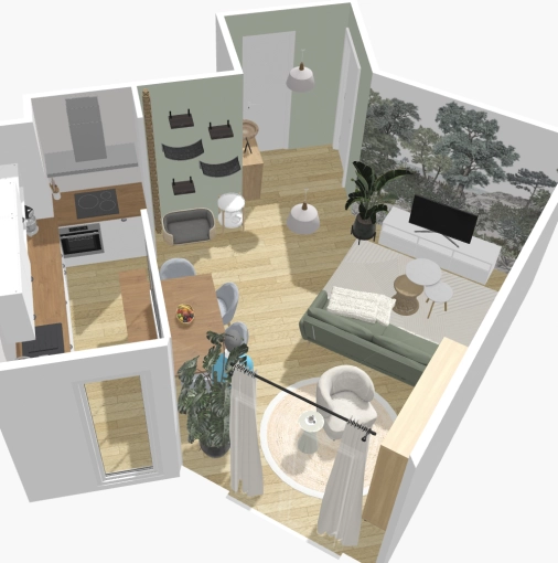 Home, Scandinavian, Full Project, 3D ambiance