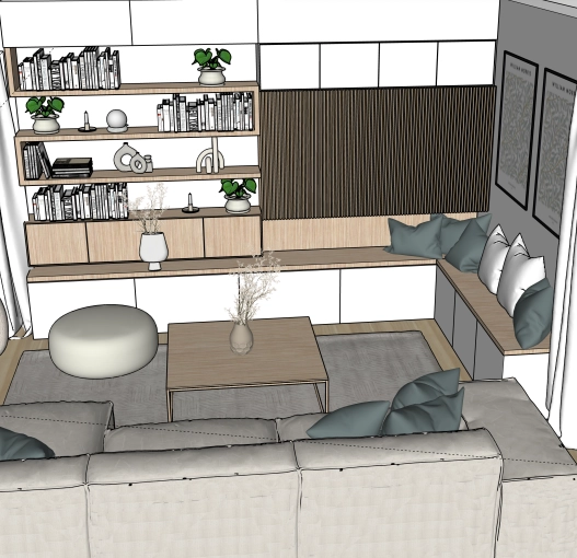 Scandinavian, Living room, 3D ambiance