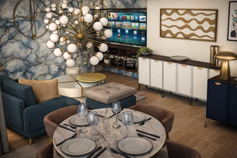 Contemporary, Chic, Dining room, Consultation Visit, Full Project, Remote Coaching, Shopping list, 3D ambiance, Plan