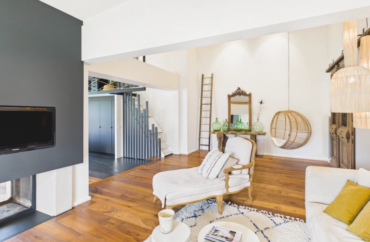 Bohemian, Scandinavian, Vintage, Chic, Living room, Consultation Visit, Full Project, Creation of exclusive furniture, 3D ambiance, Plan, Renovation