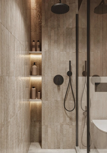 Minimalist, Contemporary, Bathroom, Chic, 3D ambiance