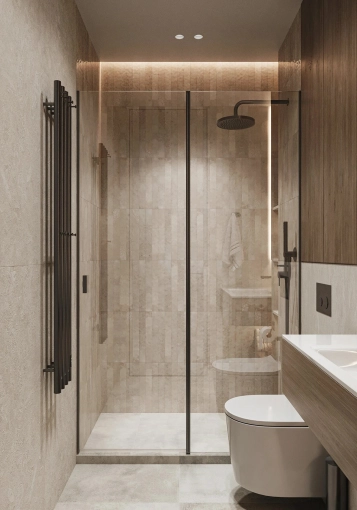 Minimalist, Contemporary, Bathroom, Chic, 3D ambiance