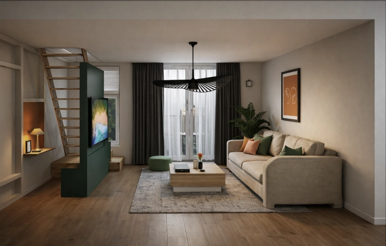 Minimalist, Living room, 3D ambiance
