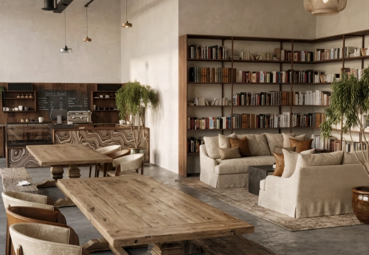Rustic, Contemporary, Japanese, Retail / store, Vintage, Wabi-sabi, Consultation Visit, Full Project, Creation of exclusive furniture, Shopping list, 3D ambiance, Plan, Renovation