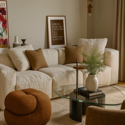 Contemporary, Chic, Living room, Consultation Visit, Remote Coaching, 3D ambiance
