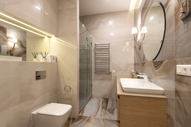 Contemporary, Bathroom, Chic, Full Project