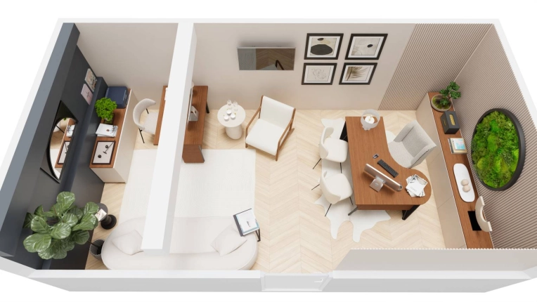 Contemporary, Chic, Office, Full Project, Creation of exclusive furniture, 3D ambiance, Renovation