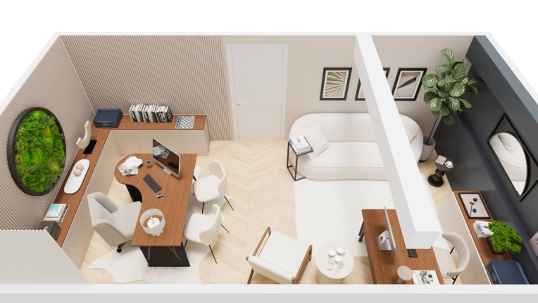 Contemporary, Chic, Office, Full Project, Creation of exclusive furniture, 3D ambiance