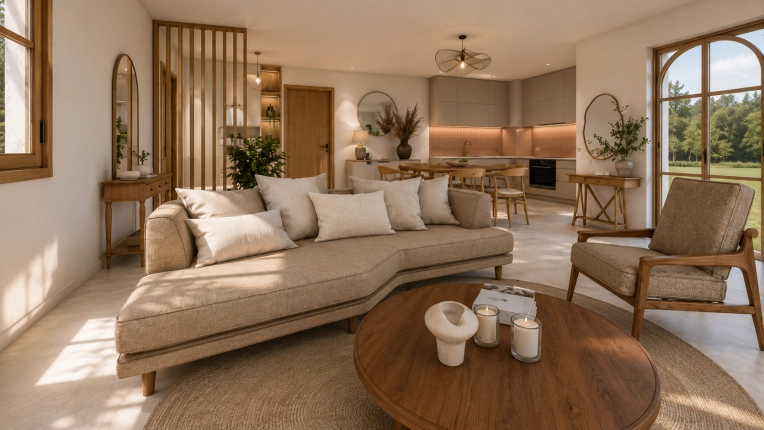 Living room, 3D ambiance, Plan, Renovation