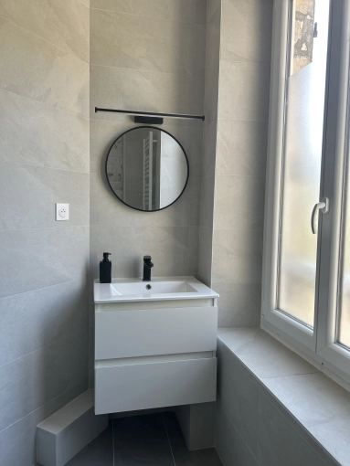 Home, Minimalist, Contemporary, Bathroom, Chic, Consultation Visit, Full Project, Coach shopping, Shopping list, 3D ambiance, Plan, Renovation
