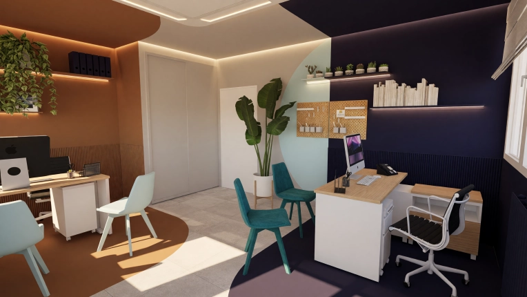 Contemporary, Office, 3D ambiance
