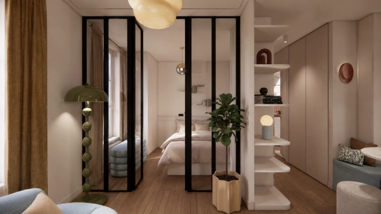 Minimalist, Contemporary, Tiny house, Full Project, Creation of exclusive furniture, Shopping list, 3D ambiance, Plan, Renovation