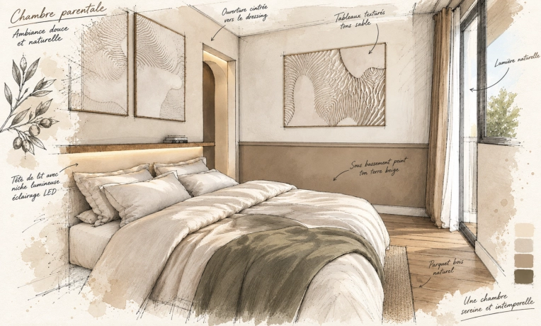 Bohemian, Room, Chic, Full Project, 3D ambiance, Plan, Renovation