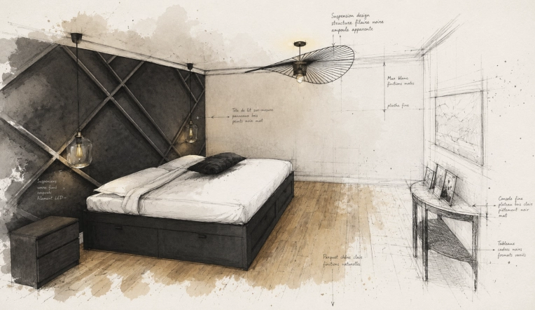 Contemporary, Room, Chic, Full Project, 3D ambiance, Plan, Renovation