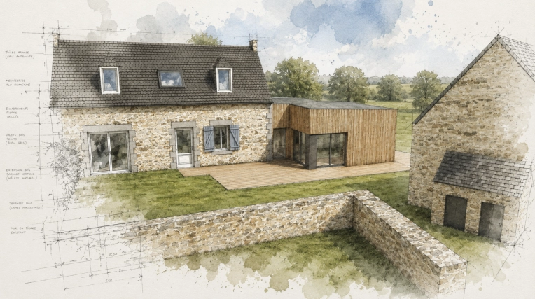 Rustic, Bohemian, Vintage, Outdoor/Garden, Nature, Full Project, 3D ambiance, Plan, Renovation
