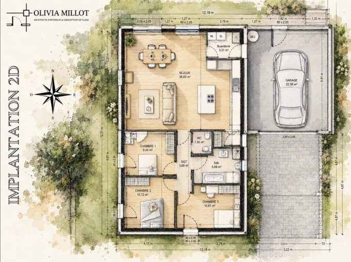 Chic, Living room, Plan