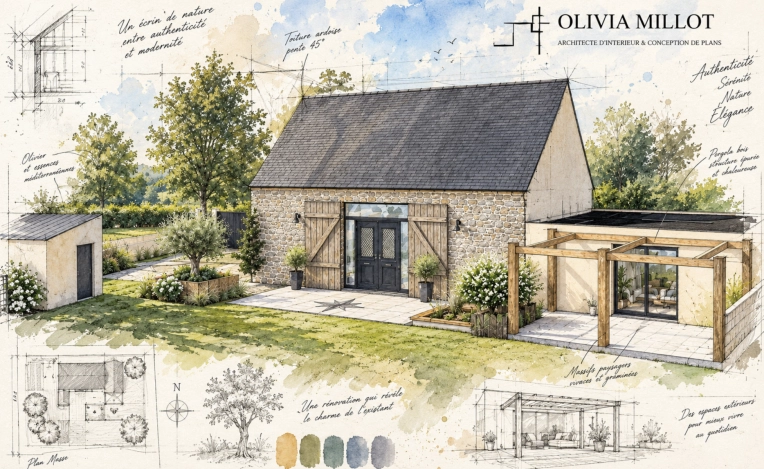 Rustic, Outdoor/Garden, Chic, Nature, Full Project, 3D ambiance, Plan, Renovation