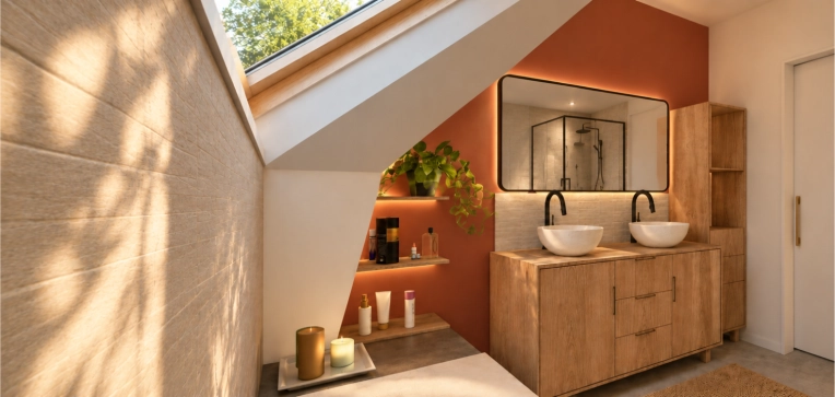 Scandinavian, Bathroom, Full Project, Shopping list, 3D ambiance, Plan, Renovation