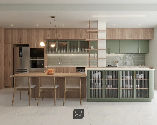 Contemporary, Kitchen, Nature, Creation of exclusive furniture, 3D ambiance, Layout