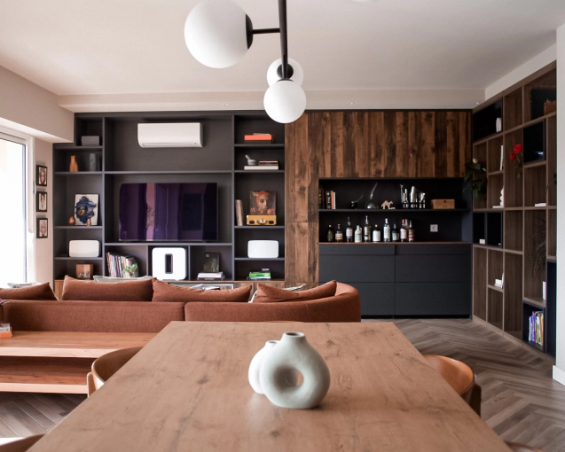 Rustic, Contemporary, Living room, Full Project, Creation of exclusive furniture, 3D ambiance, Layout