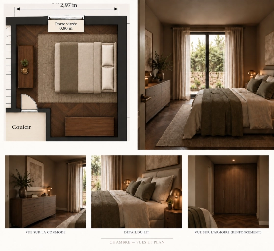 Minimalist, Contemporary, Room, Chic, Nature, Wabi-sabi, Consultation Visit, 3D ambiance, Plan