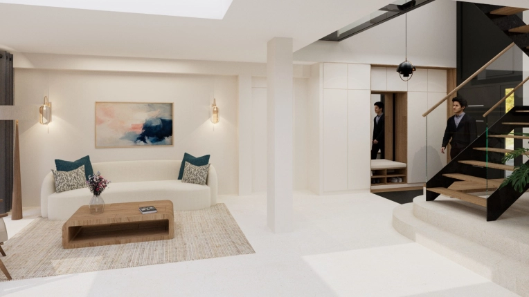 Minimalist, Living room, 3D ambiance