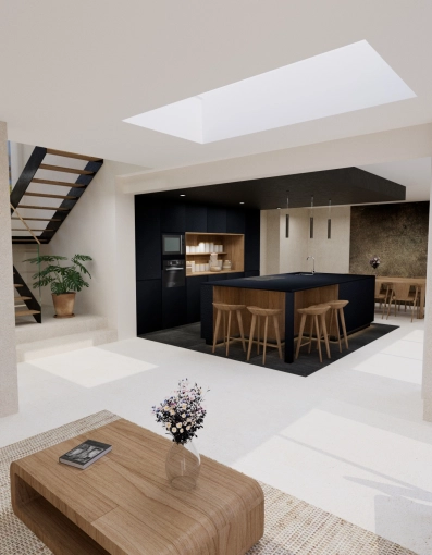 Minimalist, Kitchen, 3D ambiance