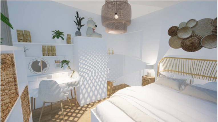 Bohemian, Minimalist, Room, 3D ambiance