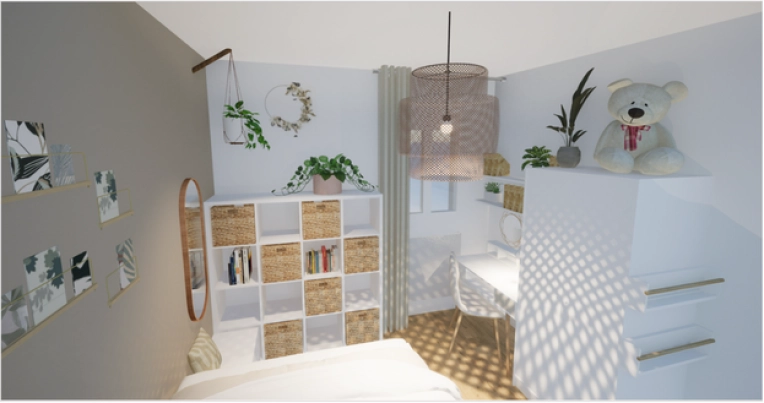 Bohemian, Minimalist, Room, 3D ambiance