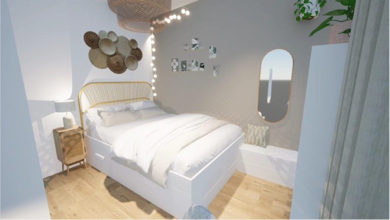 Bohemian, Minimalist, Room, 3D ambiance