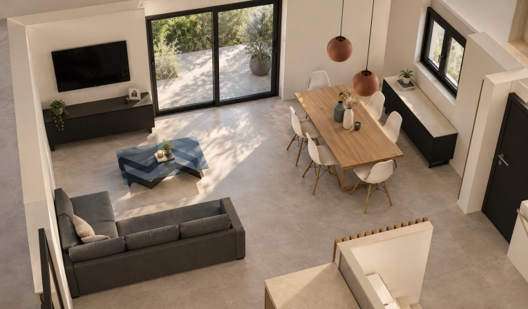 Minimalist, Living room, Full Project, Home Staging, Creation of exclusive furniture, 3D ambiance, Textile designer, Layout